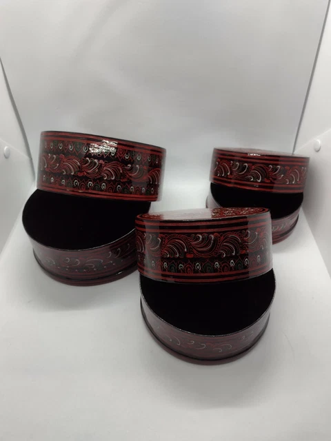 Antique Burmese Lacquerware Old Lacquer, colorful, 3 nested containers. 4