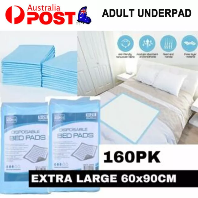 160PK Economy Pads Adult Incontinence Disposable Matress Pee Underpad 60x90cm AU