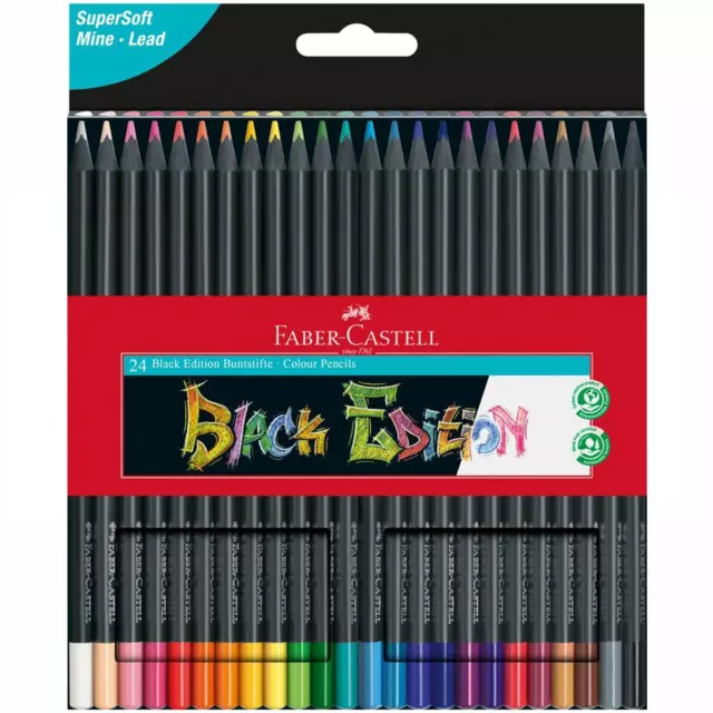 Faber-Castell Colouring Pencils Black Edition Set of 24 Assorted
