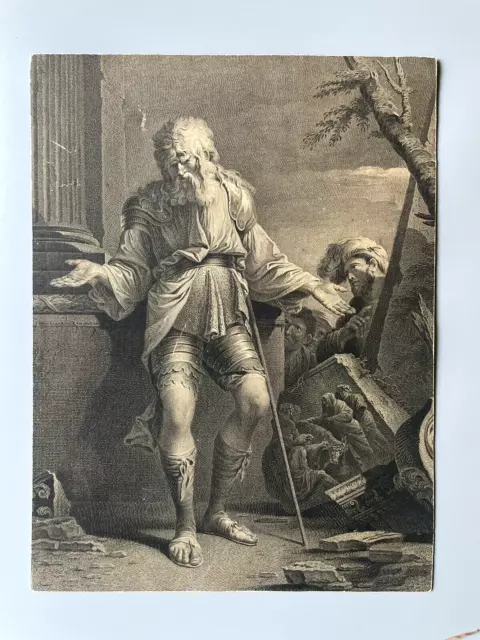Gravure XVIII ème ‘Belisarius’ de  Sir Robert Strange d'après Salvador Rosa