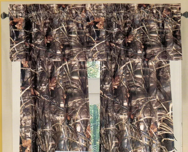 Realtree Max-4 HD Lined Curtains w/valance 42" x 87" Geese Ducks Grass Camo Tan