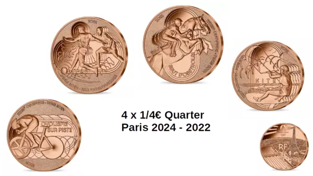 Lot 4 x 1/4 Euros Quarter Monnaie de Paris - Paris 2024 / 2022