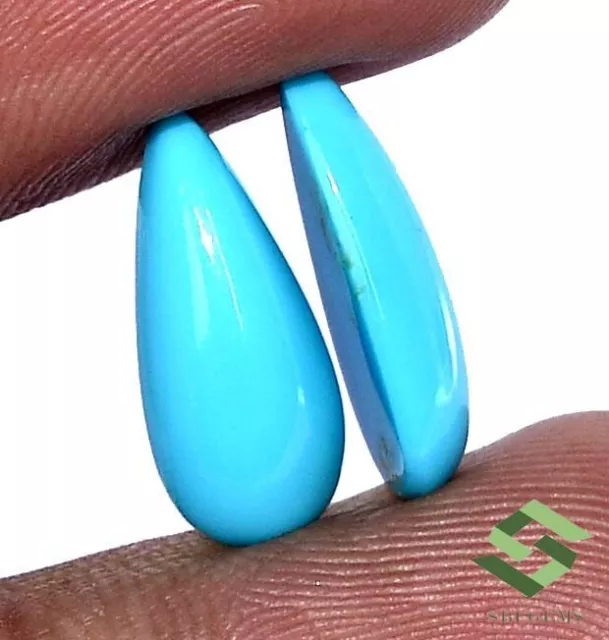 16x7 mm Natural Sleeping Beauty Turquoise Pear Cabochon Pair 5.39 CTS Loose Gems