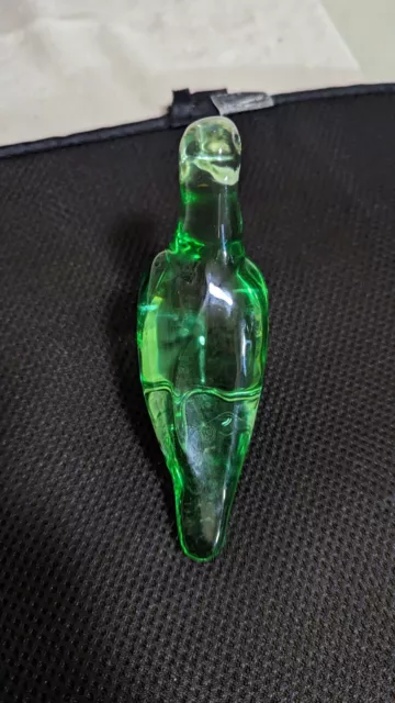 Baccarat France Crystal Light Green Glass Parrot Bird Paperweight Figurine