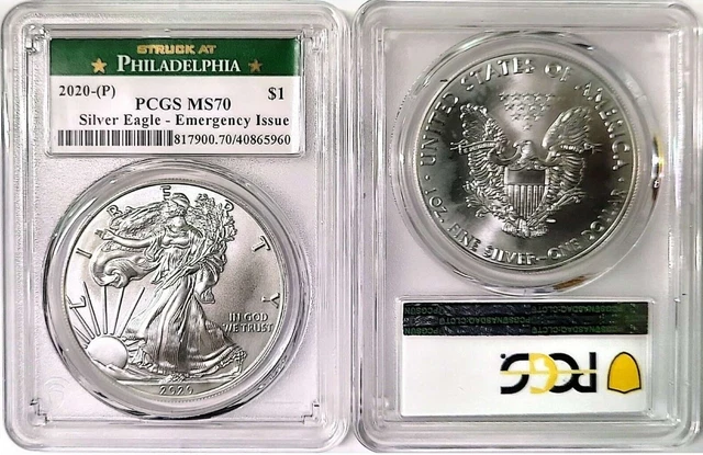 2020 P Silver American Eagle $1 Emergency Pcgs Ms70 Philadelphia Milk Spots M8