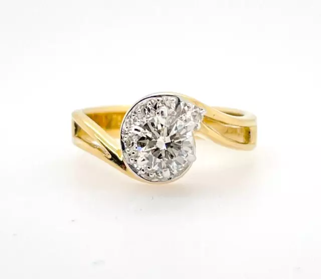 Diamond Ring 18ct Yellow & White Gold Size J 1/2 Preloved Val $3500