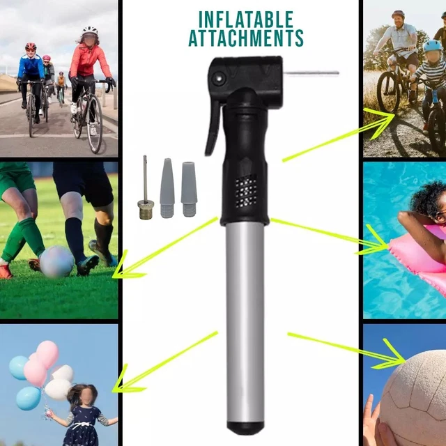 Mini Pompe à Vélo BV - Compatible Valves Presta/Schrader - Pression Max 5.5 Bars - Inclut Aiguille Pour Ballons - 100g, Portable