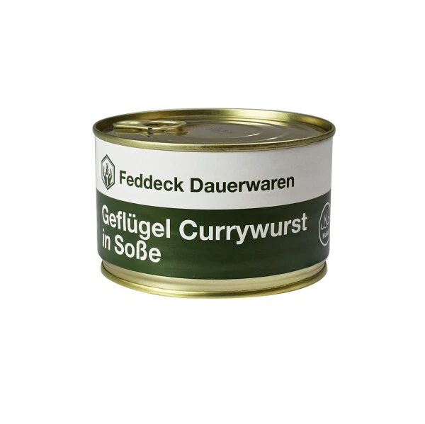 Contenitore piatto pronto pollame salsiccia al curry, halal, 380 g