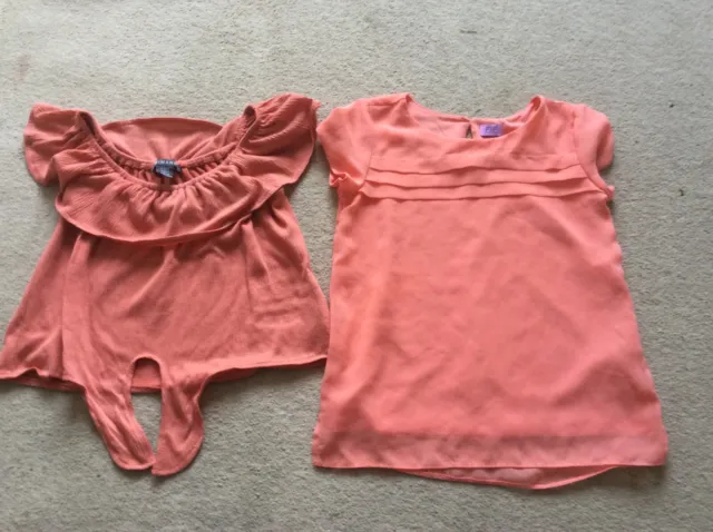 Girls summer 2 Peach tops T-shirt’s from Primark&F&F age 8-9y.o. preowned