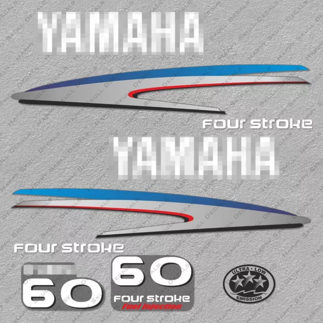 Yamaha 60HP Four Stroke Outboard Engine Decals Sticker Set reproduction 60 HP