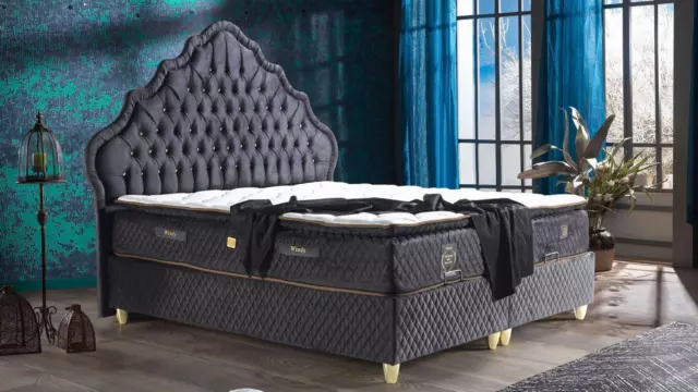 Lit Design Lits Luxe Noir Rembourrage Chambre à Coucher Meuble Chesterfield