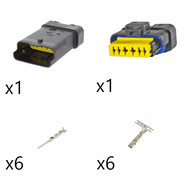 Kit Steckverbinder Miniseal  Männlich Weiblich 6 Wege schwarz