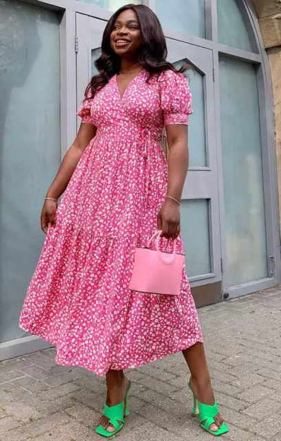 M S X GHOST Ditsy Smocked Midi Dress 25.00 PicClick UK