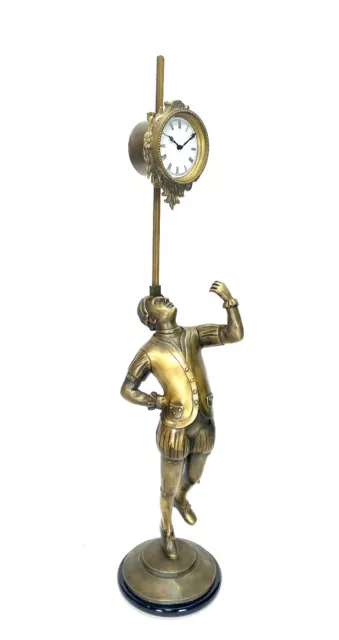 French Style Bronze Acrobat Figure Sawtooth Gravity Driven Falling Mantle Clock 3