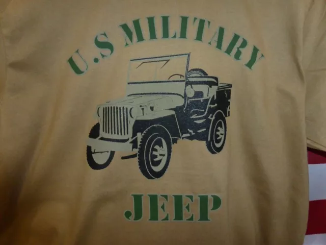 T  SHIRT beige US MILITARY JEEP  tailles L XL XXL ( MB MA  WILLYS FORD ) tee 3