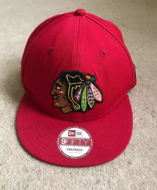 New Era 9Fifty Chicago Blackhawks Scarlet Red Snapback MLB Cap Small-Medium VGC