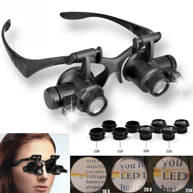10/15/20/25X LED Magnifier Magnifying Eye Glass Loupe Jeweler Watch Repair Kit