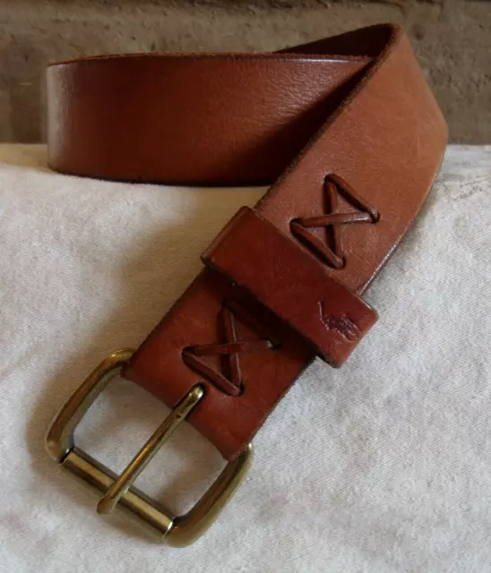 Polo Ralph Lauren Camel Brown Leather Men's Belt Size 34". Nice!