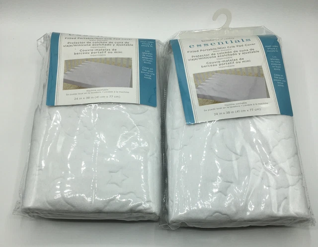 Koala Baby Essentals Fitted Portable/Mini Crib Pad Cover 2 Pkgs NEW