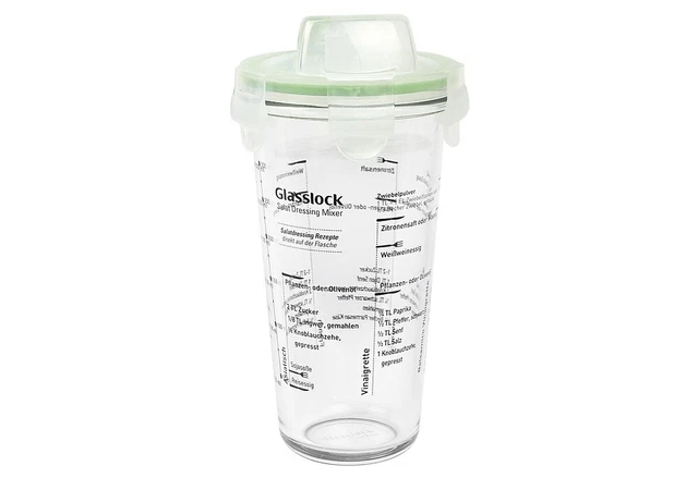 GLASSLOCK HAUSRAT Shaker mit Salatdressing-Rezepten, 450 m 2