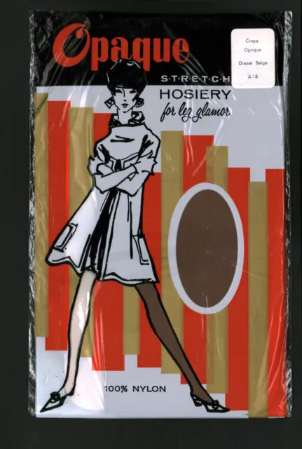 Alberts Opaque Stretch Nylon Garter Stockings Dream Beige Sz A-B 1960s