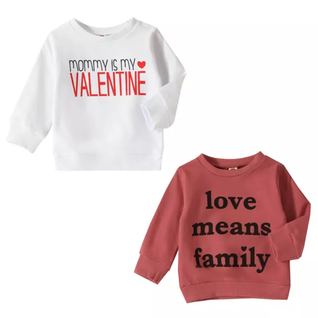 Valentine's Day Kid Toddler Infant Baby Boys Girls Letter Long Sleeve Sweatshirt