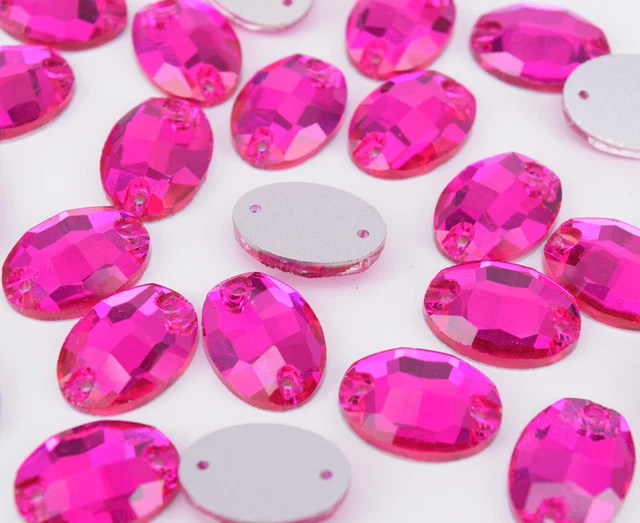 13x18mm Sew On Crystal Oval Rose red Glass Rhinestone Sewing Gem Flatback