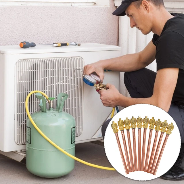 10 pz tubo valvola ad ago ottone aria condizionata valvola di accesso al raffreddamento oro