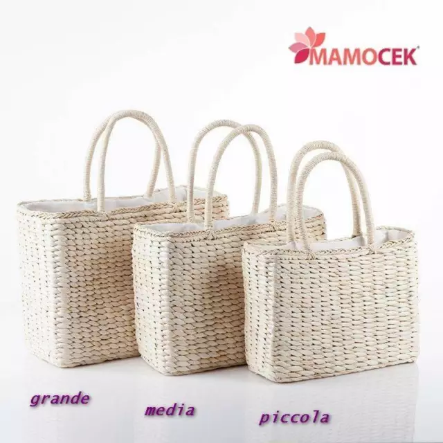 BORSA Coffa donna mais foderata estate mare passeggio paglia da decorare