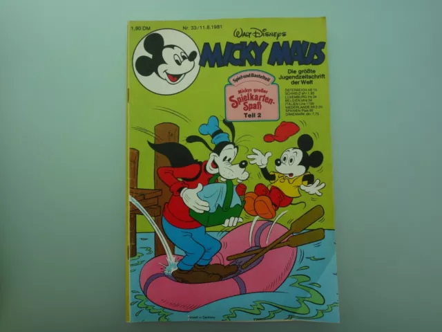 Micky Maus Heft Nr. 33 11.8.1981 mit  Spiel und Bastelteil und Sammelmarke
