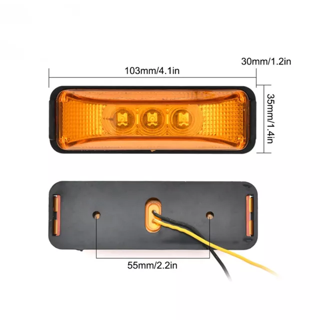 6x Orange Amber Side LED Marker Lights Oval 12V-24V Trailer Truck Lorry Van Kit 3