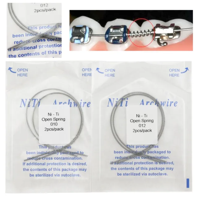 Dental Orthodontic Niti Open Closed Coil Spring Arch Wire 010 012 6/9/12mm 180mm 2