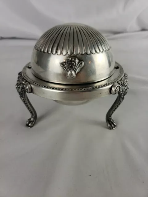 1883 F.B. Rogers Silver Co. 273 Dome Roll Top Caviar Butter Dish Silverplate Vtg