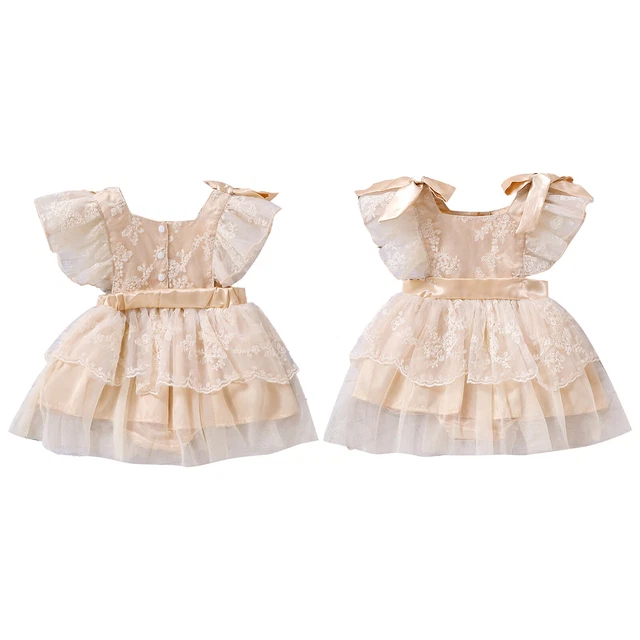Infant Baby Girls Lace Romper Toddler Ruffle Sleeve Jumpsuit Summer Bodysuit Top