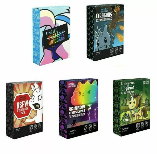 NEW Unstable Unicorns Card Game Fun Board Game Black White Box Expansion Pack