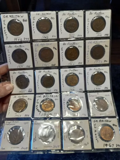 1946 To 1967 Great Britain Lot Of 20 Half Penny Coins