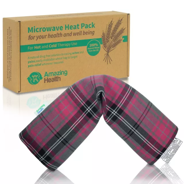 Amazing Health Unscented Microwave Wheat Bag - Pain Relief Heat Pack Pink Tartan