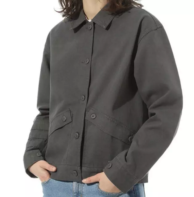 VANS Sophie Jacket Asphalt Gray 100% Cotton Canvas Shirt Womens Size VN0A4SCK1O7