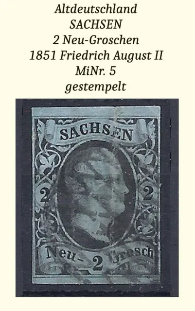 Altdeutschland Sachsen MiNr. 5 gestempelt, günstige Marke