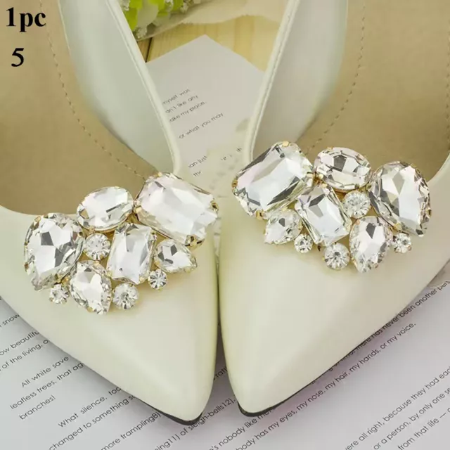 New Diamante Rhinestone Crystal Decorative Pearl Gold Shoe Clips Bow Pair Buckle