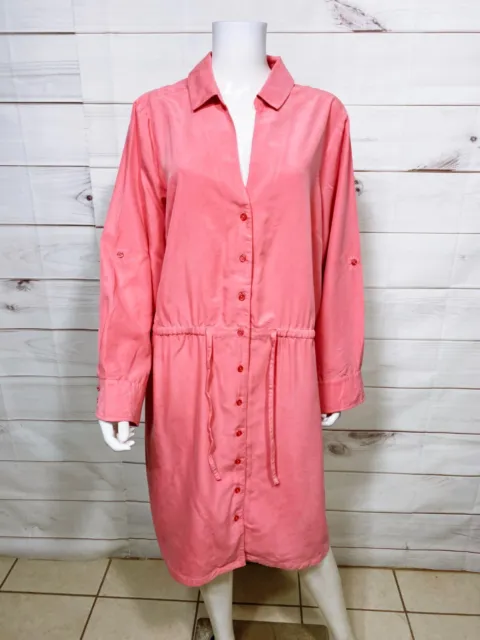 Soft Surroundings Womens Shirt Dress Size 1X Pink Button Up Long Sleeve