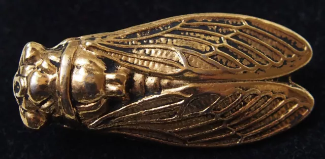 Broche ou pendentif cigale métal doré