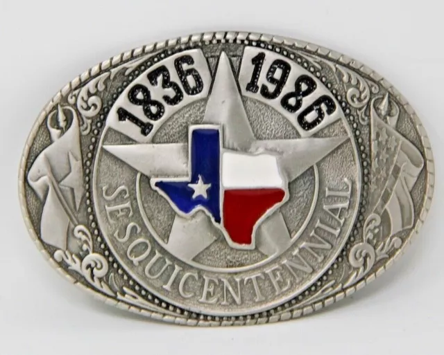 Vintage TL&B Texas Sesquicentennial Celebration 1836-1986 Belt Buckle