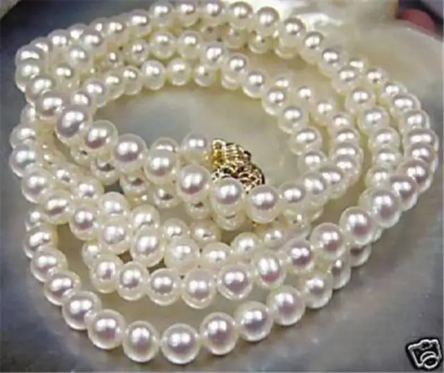 Beautiful Natural 6-7mm 7-8mm 8-9mm White Akoya Cultured Pearl Necklaces 16-50"