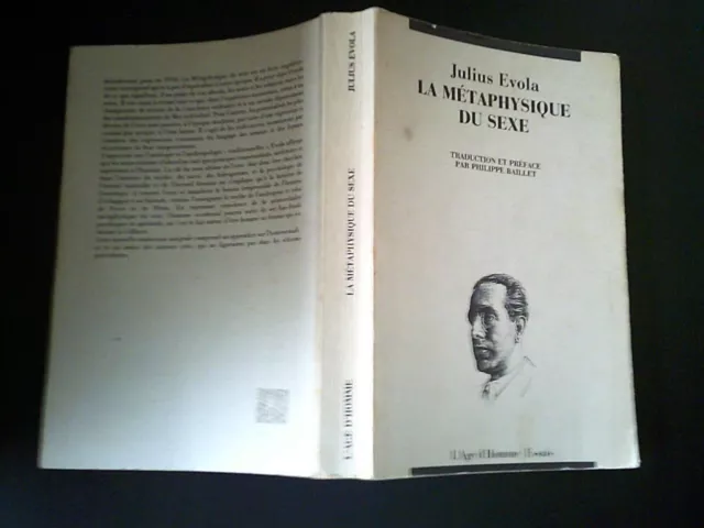 Julius Evola La Metaphysique Du Sexe Trad Ph Baillet Ed L'age D'homme 1989