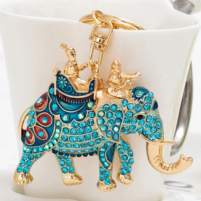 Elephant Key Charm Rhinestone Elephant Keychain Keychains Car Keys Accessories 10
