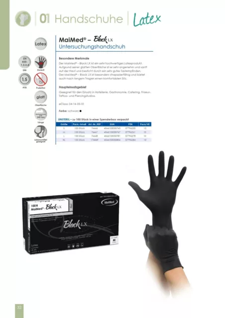 100 Paire Maimed Noir LX Latex Gants Usage Unique sans Poudre de Protection