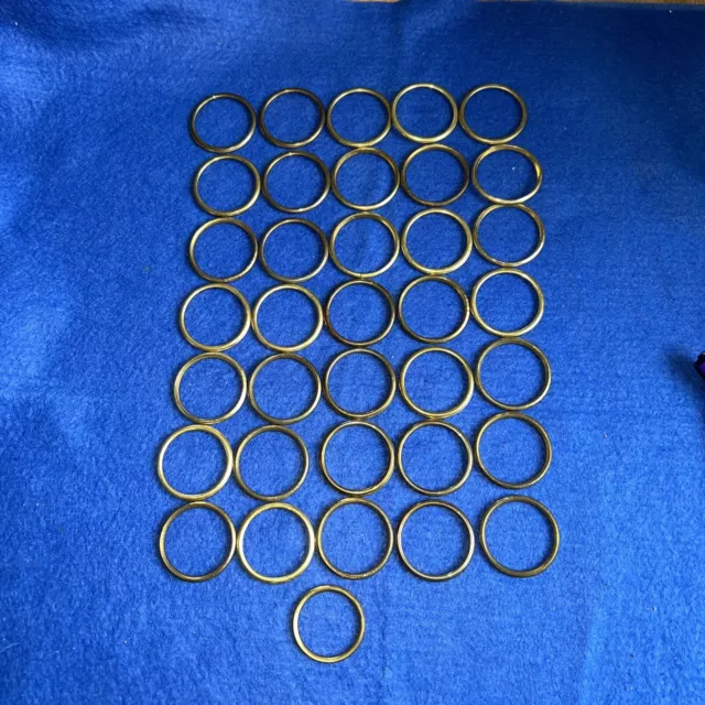 Vintage (Antique?) 3.5cm Brass Curtain Rings Holder Hangers x 35 + 1 x 3.2cm
