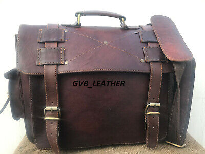 15" Men's Leather Messenger Shoulder Everyday Business Case Laptop Bag Vintage