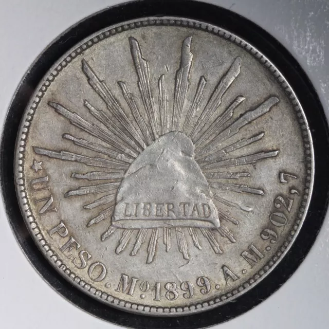 1899 MO AM Mexico Peso Sweet Silver Coin CHOICE XF/AU E790